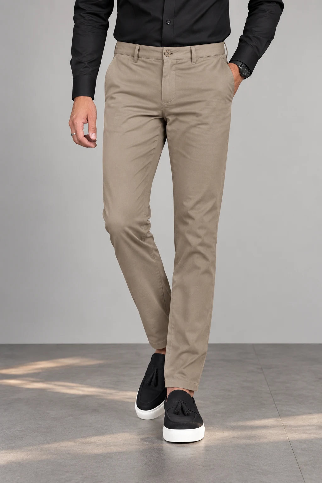 Taupe Beige Cotton Chino