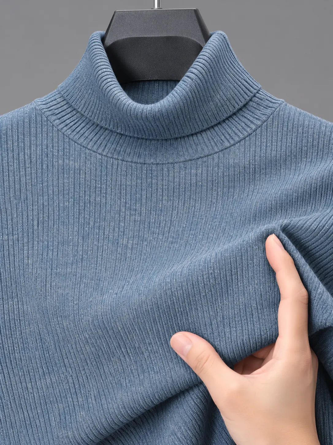 Ribbed Highneck | Slate Blue | Unisex