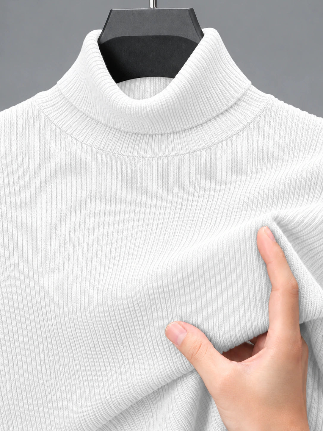 Ribbed Highneck | White | Unisex