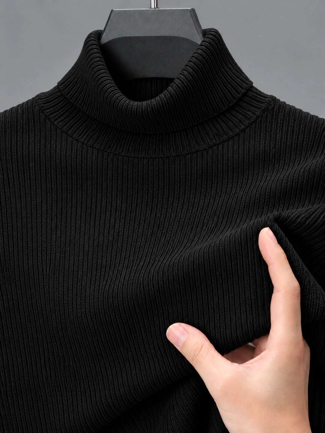 Ribbed Highneck | Black | Unisex