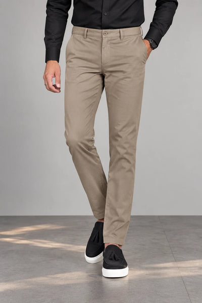 Taupe Beige Cotton Chino