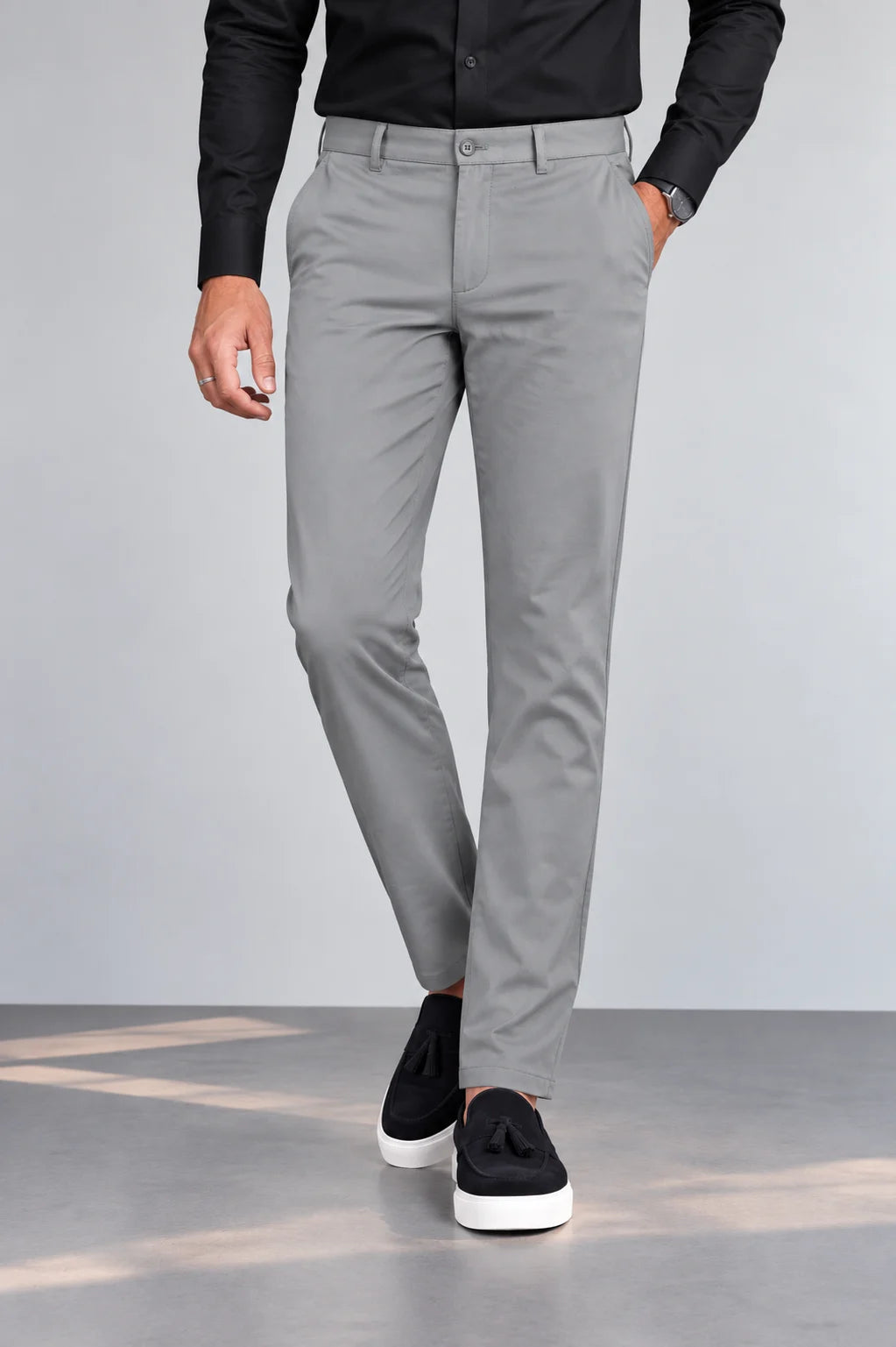 Silver Grey Cotton Chino