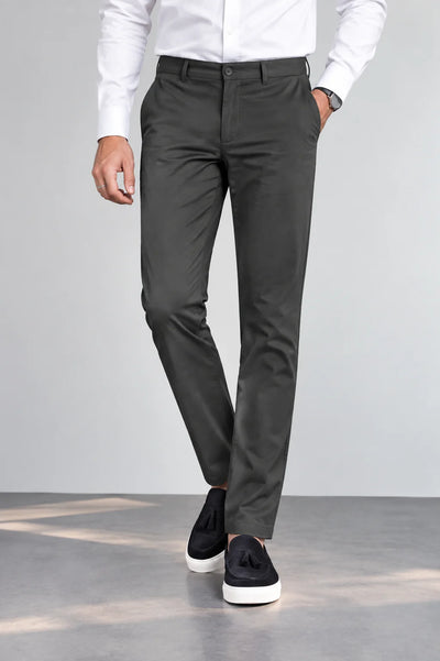 Charcoal Grey Cotton Chino