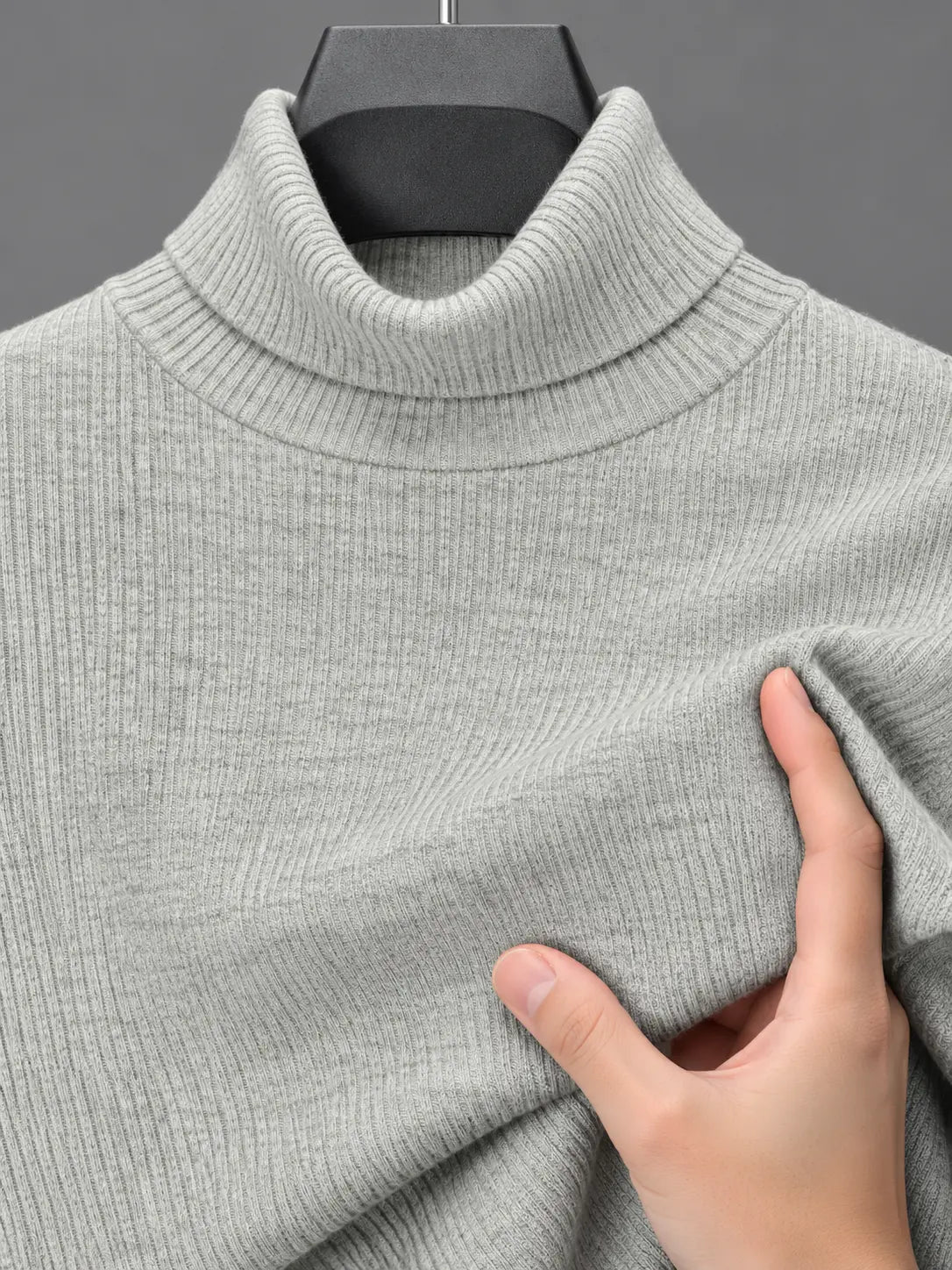 Ribbed Highneck | Light Heather Grey | Unisex