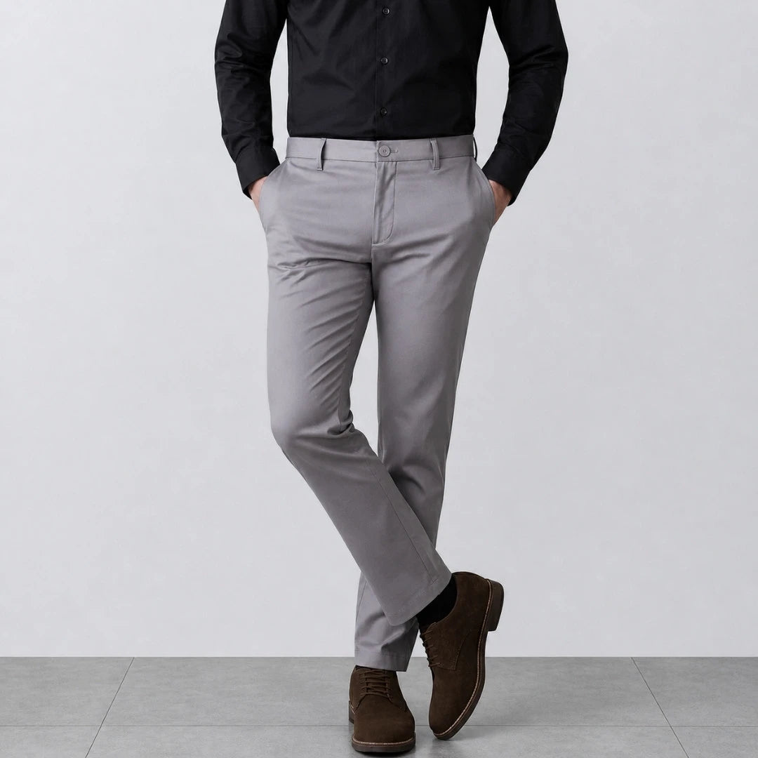 Silver Grey Cotton Chino