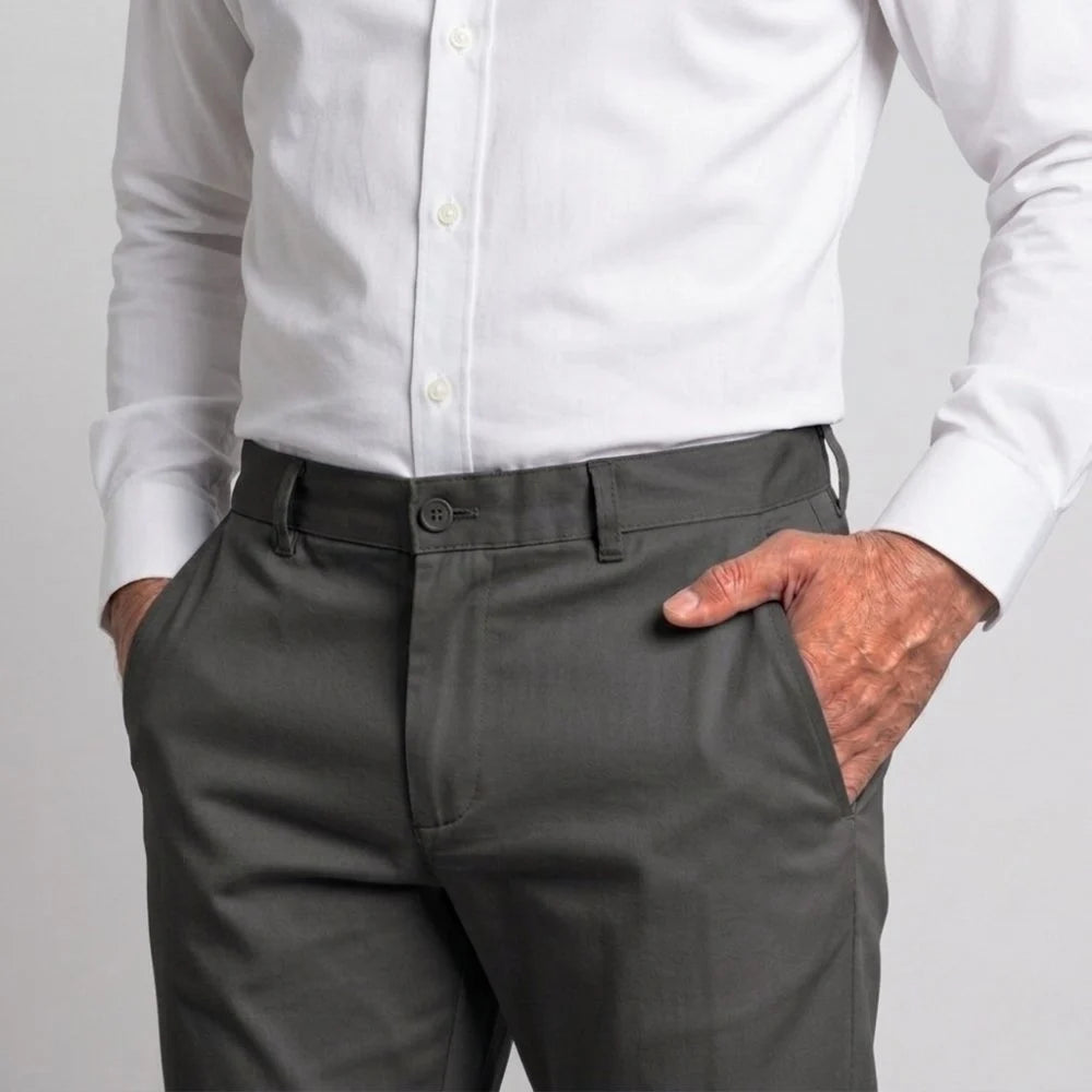Charcoal Grey Cotton Chino